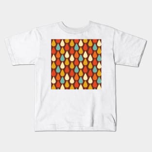 Warm Retro Colors Raindrop Pattern Kids T-Shirt